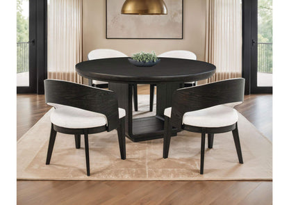 115390-S5A Leandro 5-piece Round Dining Table Set Burnished Black