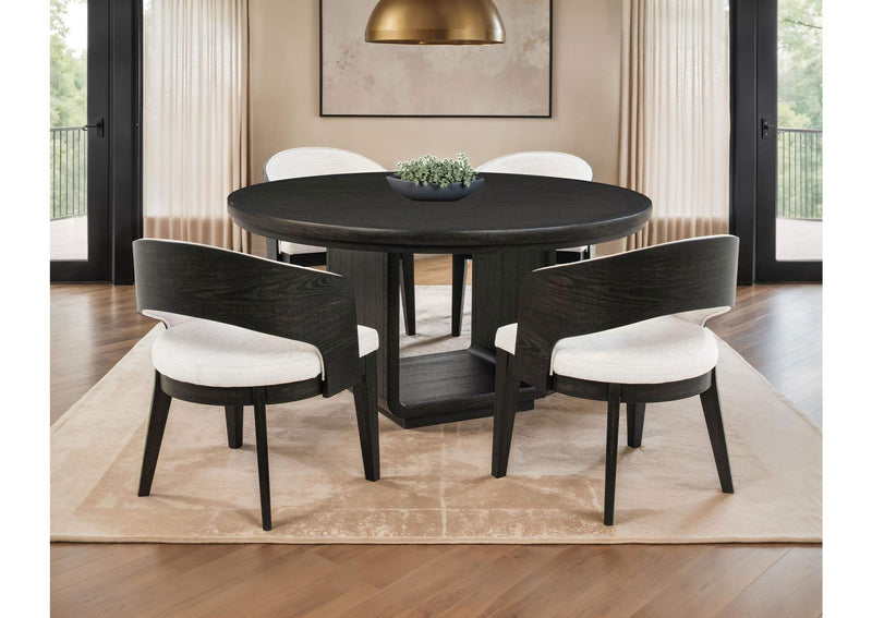 115390-S5A Leandro 5-piece Round Dining Table Set Burnished Black
