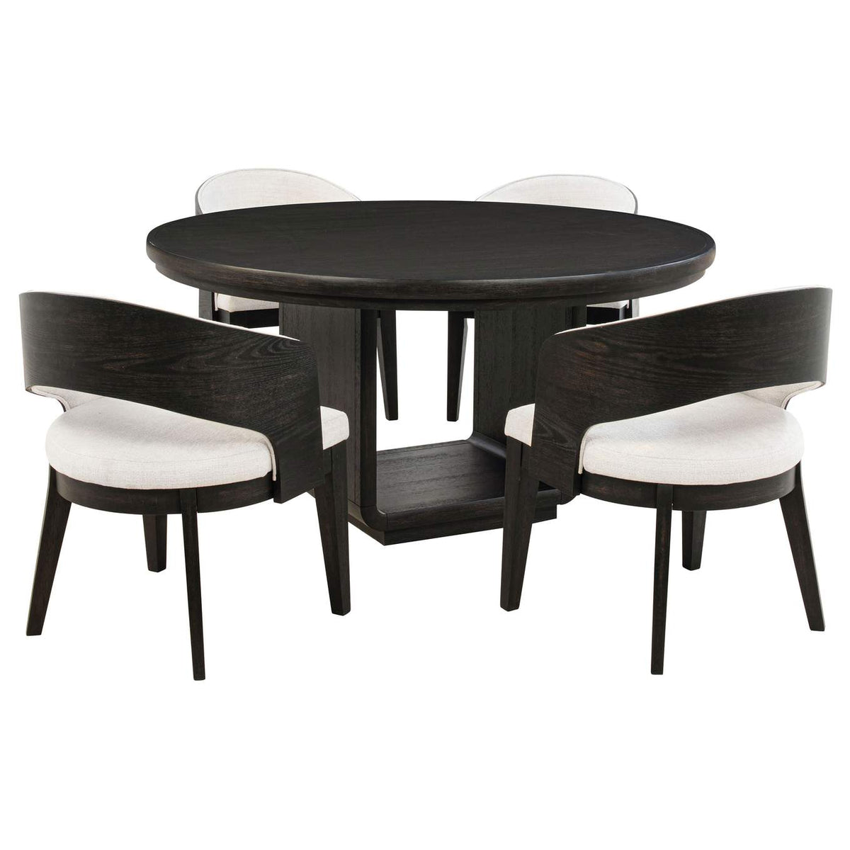 115390-S5A Leandro 5-piece Round Dining Table Set Burnished Black