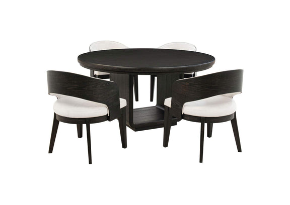 115390-S5A Leandro 5-piece Round Dining Table Set Burnished Black