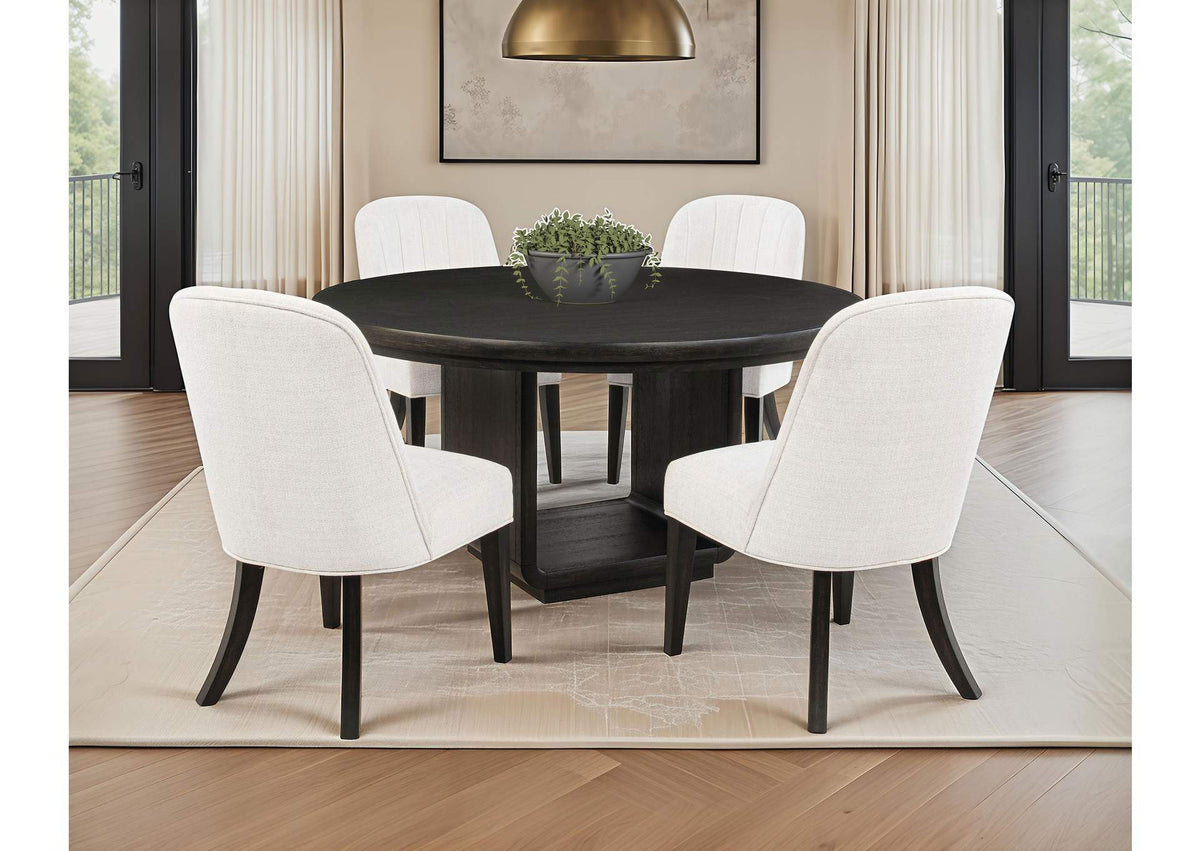 115390-S5 Leandro 5-piece Round Dining Table Set Burnished Black