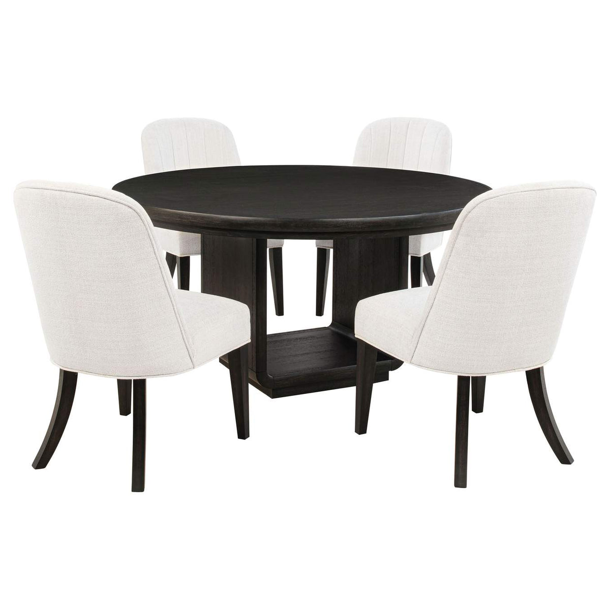 115390-S5 Leandro 5-piece Round Dining Table Set Burnished Black