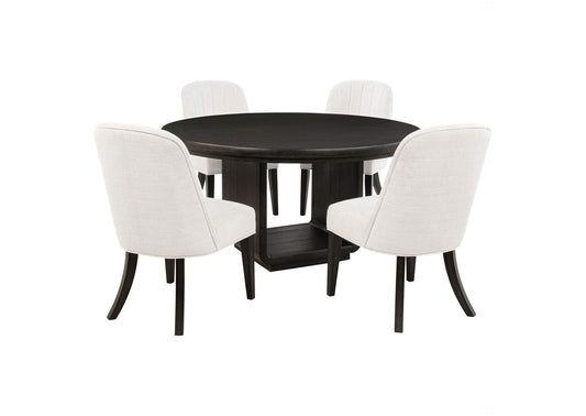 115390-S5 Leandro 5-piece Round Dining Table Set Burnished Black