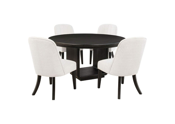 115390-S5 Leandro 5-piece Round Dining Table Set Burnished Black