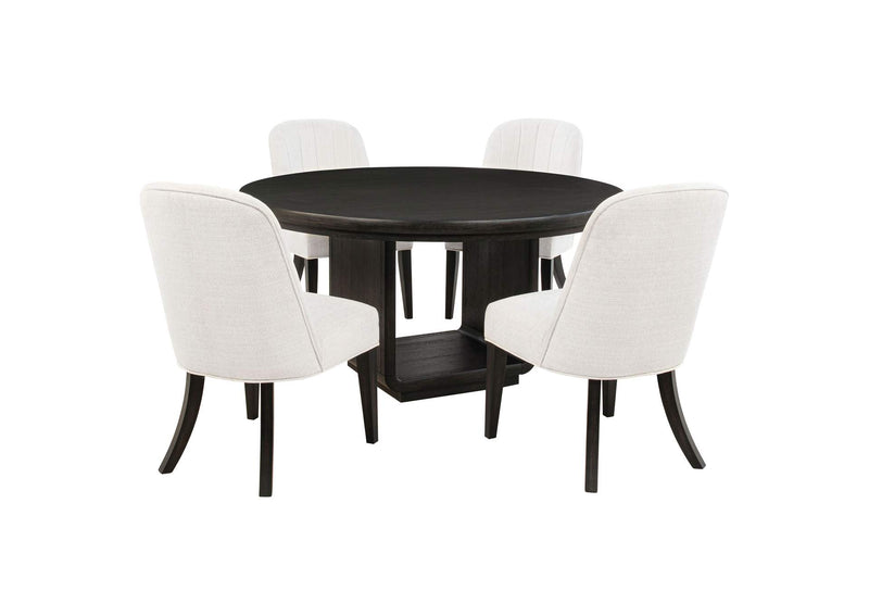 115390-S5 Leandro 5-piece Round Dining Table Set Burnished Black