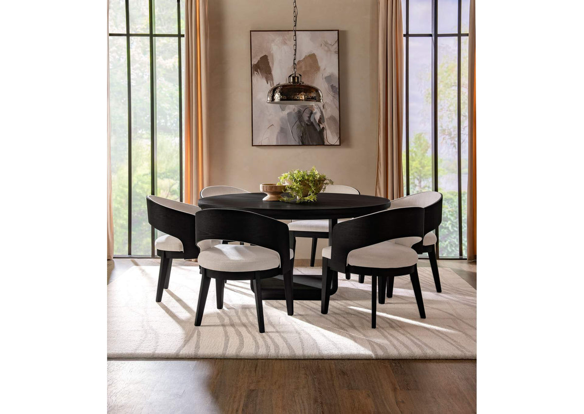 115390-S7A Leandro 7-piece Round Dining Table Set Burnished Black