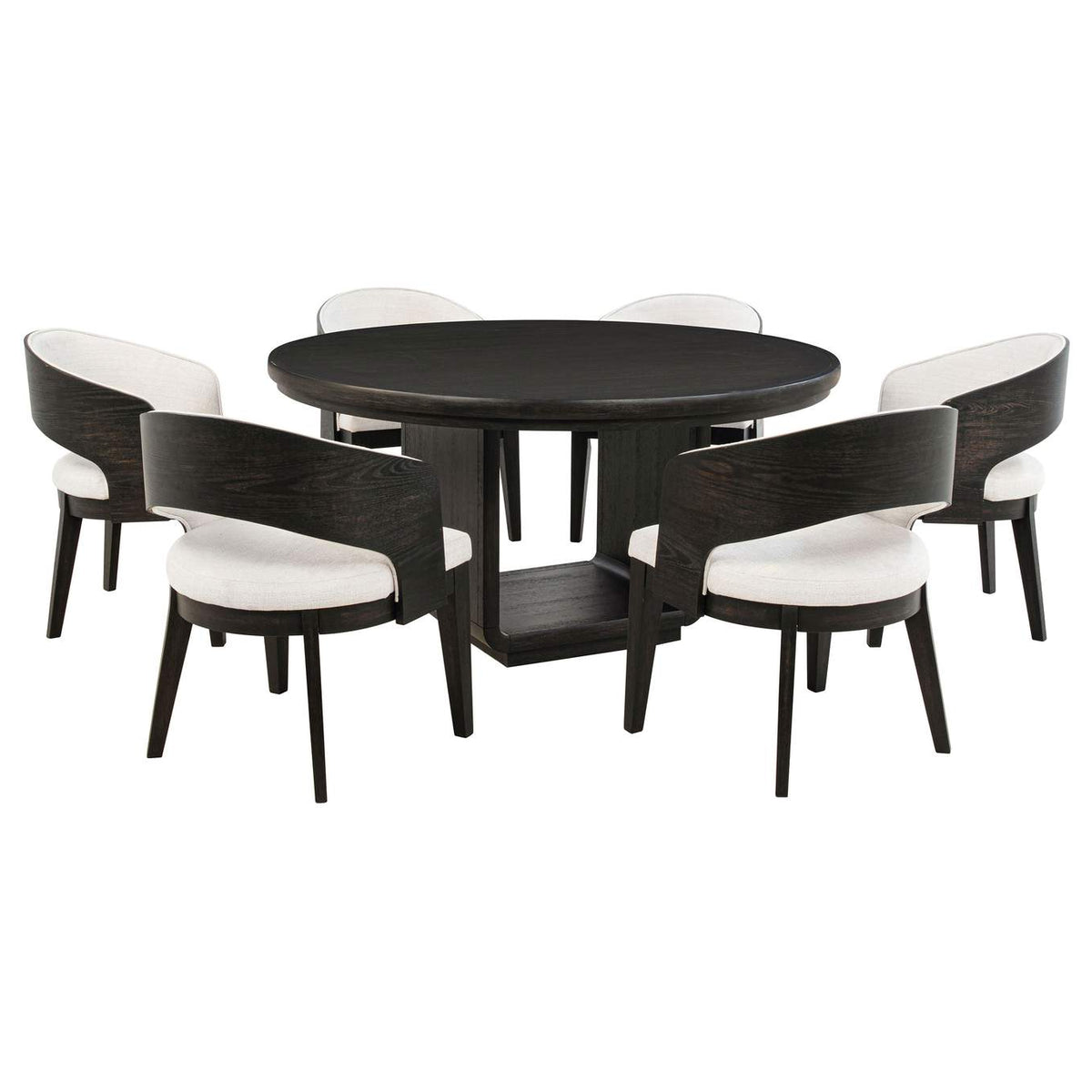115390-S7A Leandro 7-piece Round Dining Table Set Burnished Black
