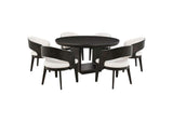 115390-S7A Leandro 7-piece Round Dining Table Set Burnished Black