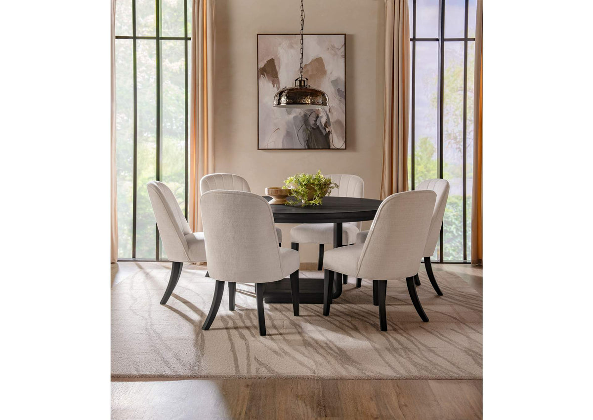 115390-S7 Leandro 7-piece Round Dining Table Set Burnished Black
