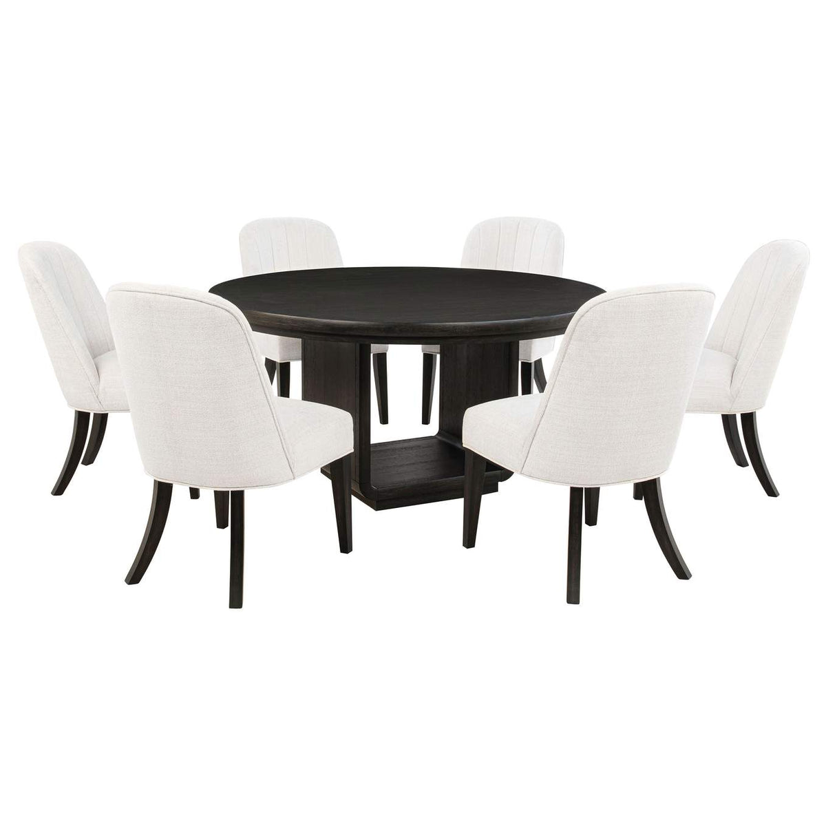 115390-S7 Leandro 7-piece Round Dining Table Set Burnished Black
