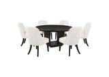115390-S7 Leandro 7-piece Round Dining Table Set Burnished Black