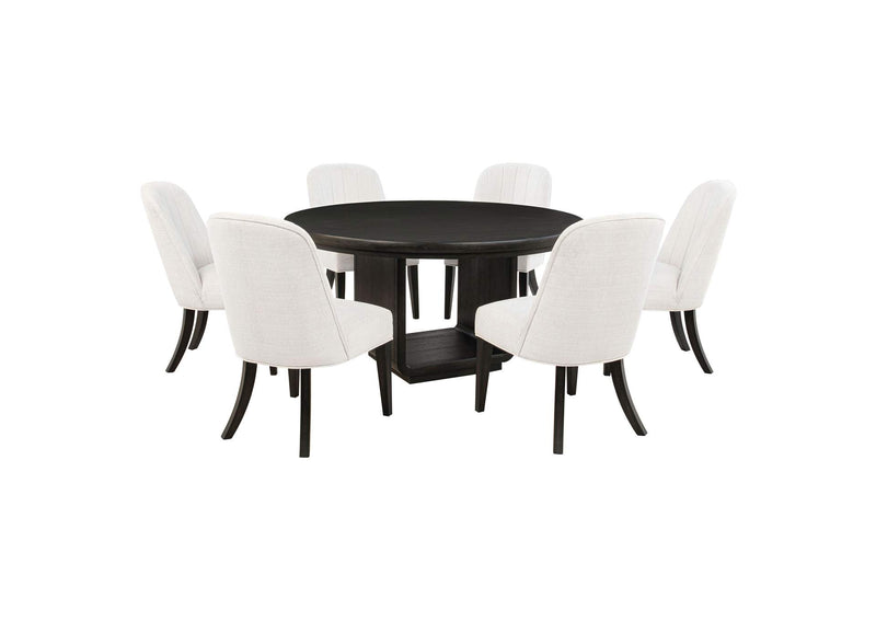 115390-S7 Leandro 7-piece Round Dining Table Set Burnished Black