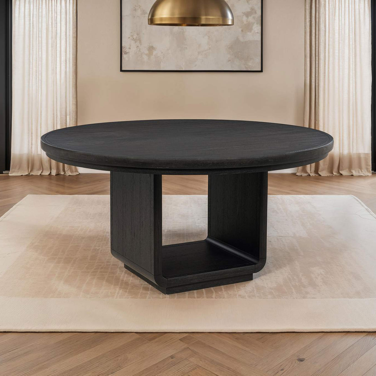 115390 Leandro 60-inch Round Dining Table Burnished Black