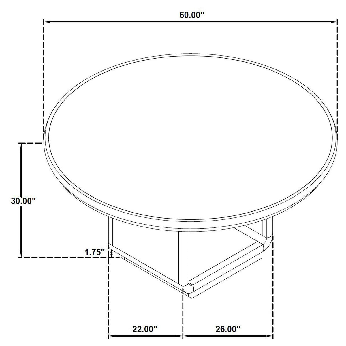115390 Leandro 60-inch Round Dining Table Burnished Black