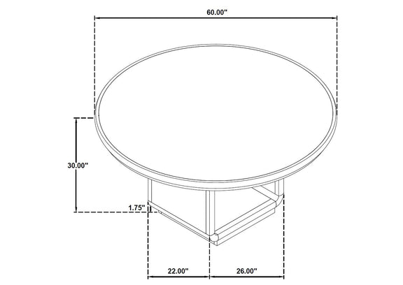 115390 Leandro 60-inch Round Dining Table Burnished Black