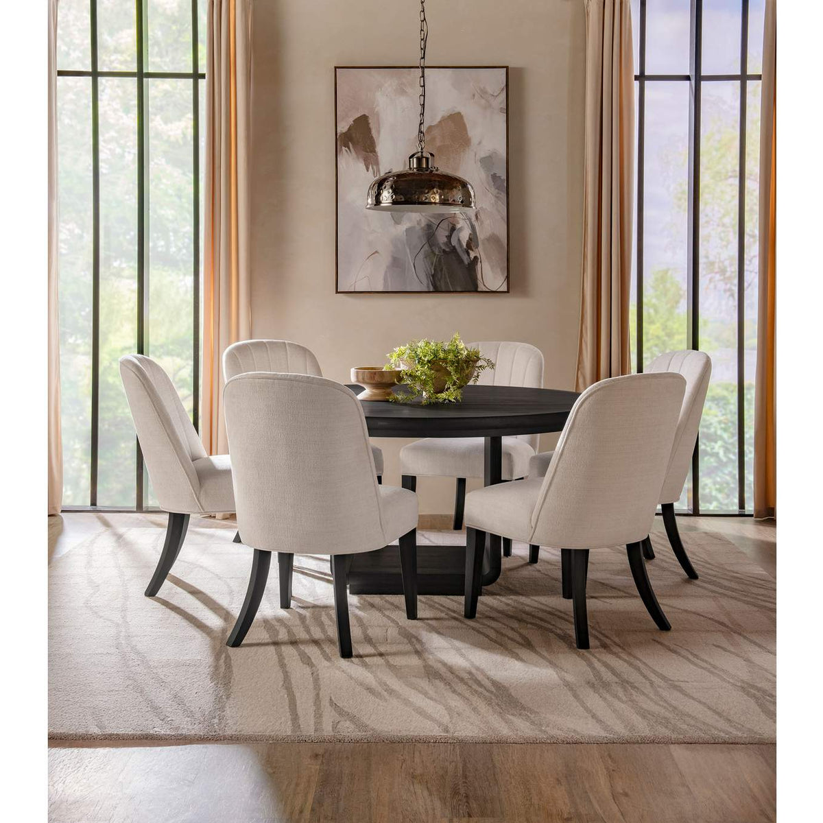 115390 Leandro 60-inch Round Dining Table Burnished Black