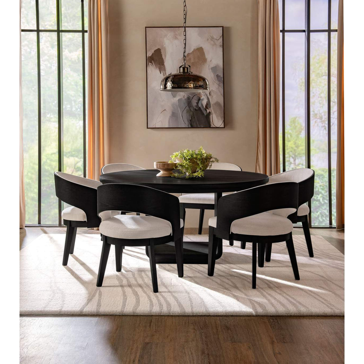 115390 Leandro 60-inch Round Dining Table Burnished Black