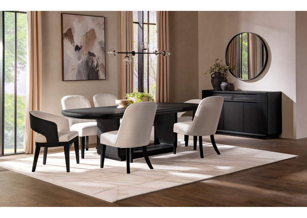 115391-S7 Leandro 7-piece Rectangular Dining Table Set Burnished Black