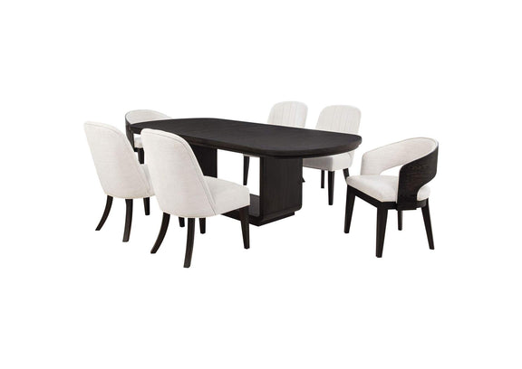 115391-S7 Leandro 7-piece Rectangular Dining Table Set Burnished Black