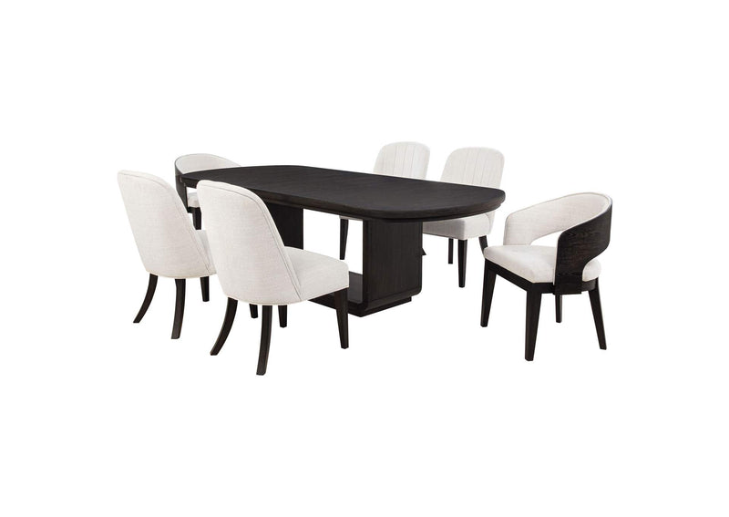 115391-S7 Leandro 7-piece Rectangular Dining Table Set Burnished Black