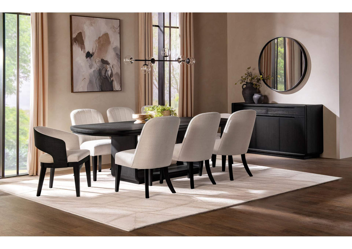 115391-S9 Leandro 9-piece Rectangular Dining Table Set Burnished Black