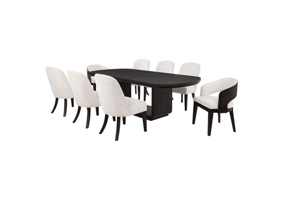 115391-S9 Leandro 9-piece Rectangular Dining Table Set Burnished Black