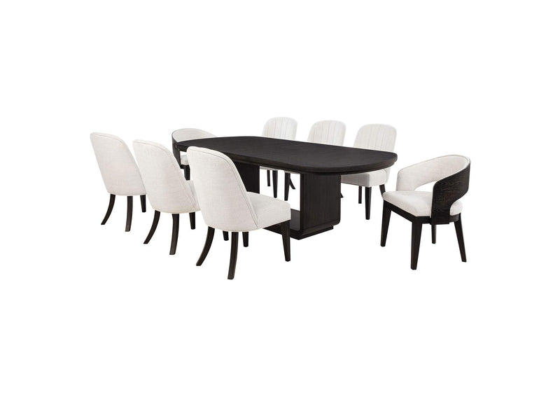 115391-S9 Leandro 9-piece Rectangular Dining Table Set Burnished Black