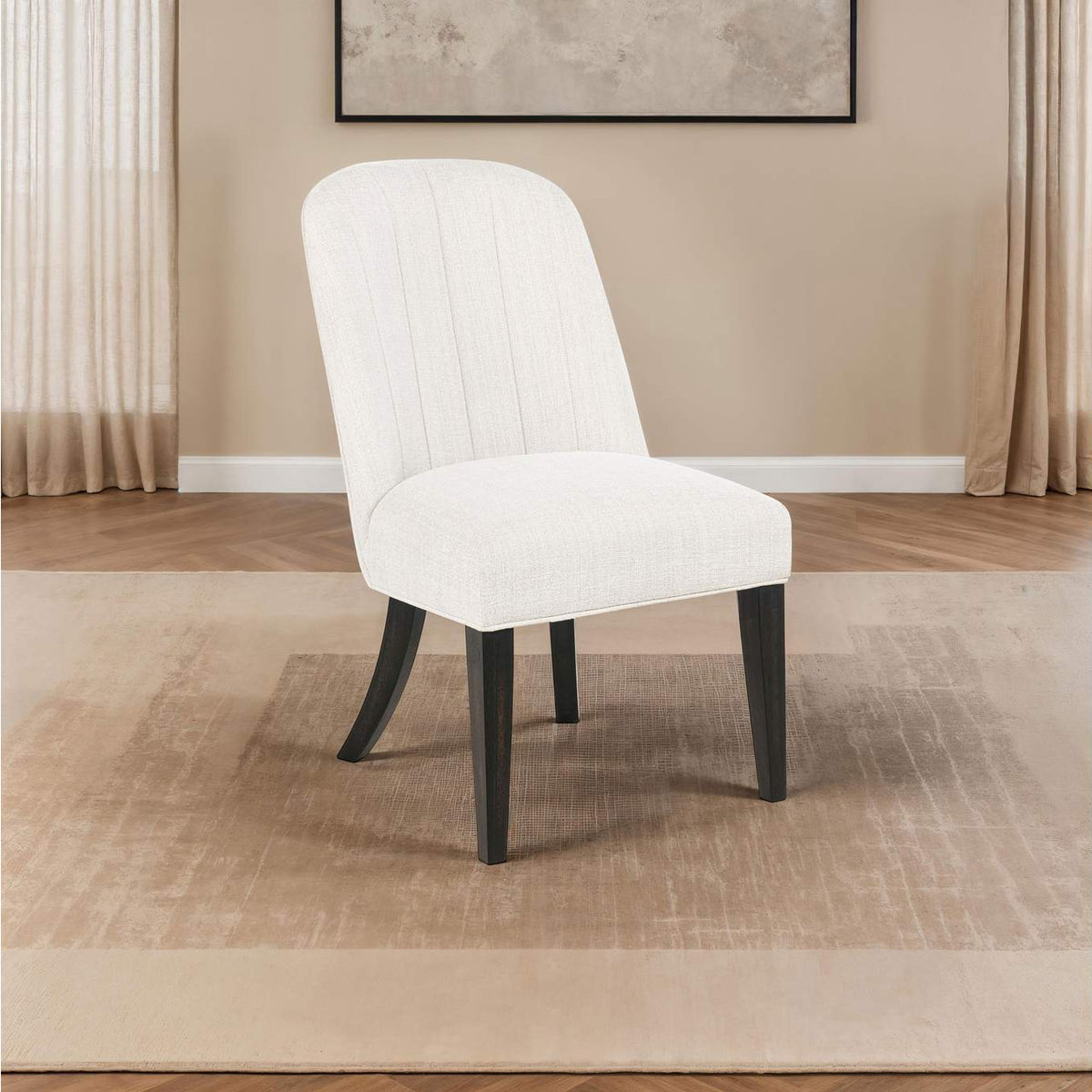115392 Leandro Upholstered Dining Side Chair Cream (Set of 2)