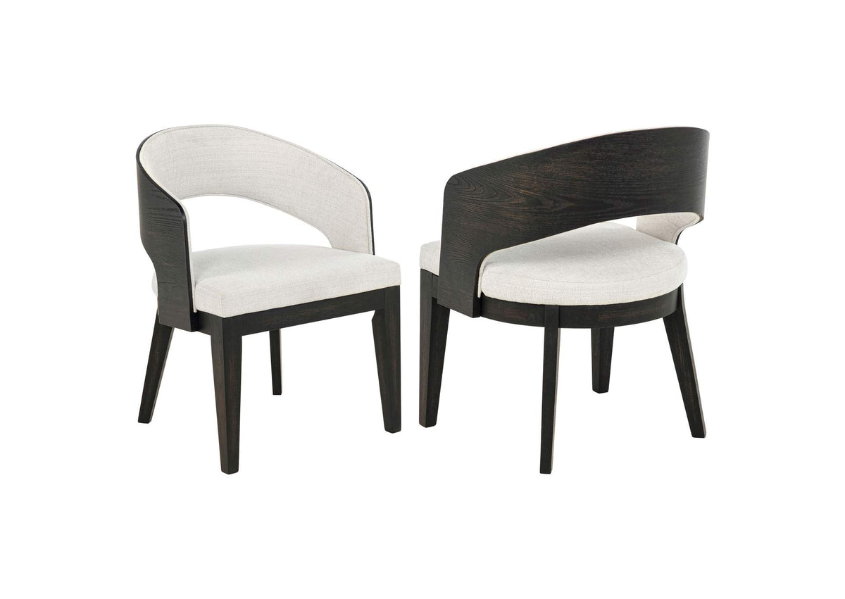 115393 Leandro Upholstered Dining Arm Chair Cream (Set of 2)