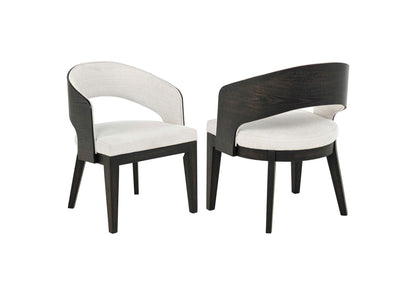 115393 Leandro Upholstered Dining Arm Chair Cream (Set of 2)