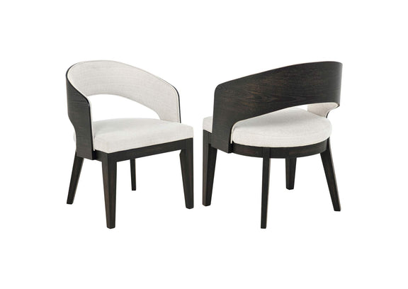 115393 Leandro Upholstered Dining Arm Chair Cream (Set of 2)