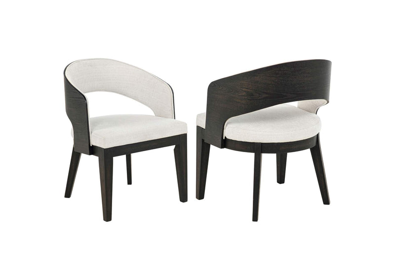 115393 Leandro Upholstered Dining Arm Chair Cream (Set of 2)