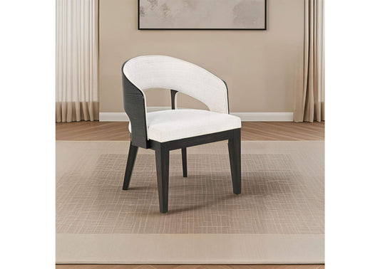 115393 Leandro Upholstered Dining Arm Chair Cream (Set of 2)