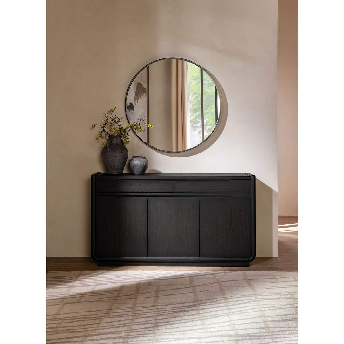 115395 Leandro 2-drawer Dining Sideboard Server Burnished Black
