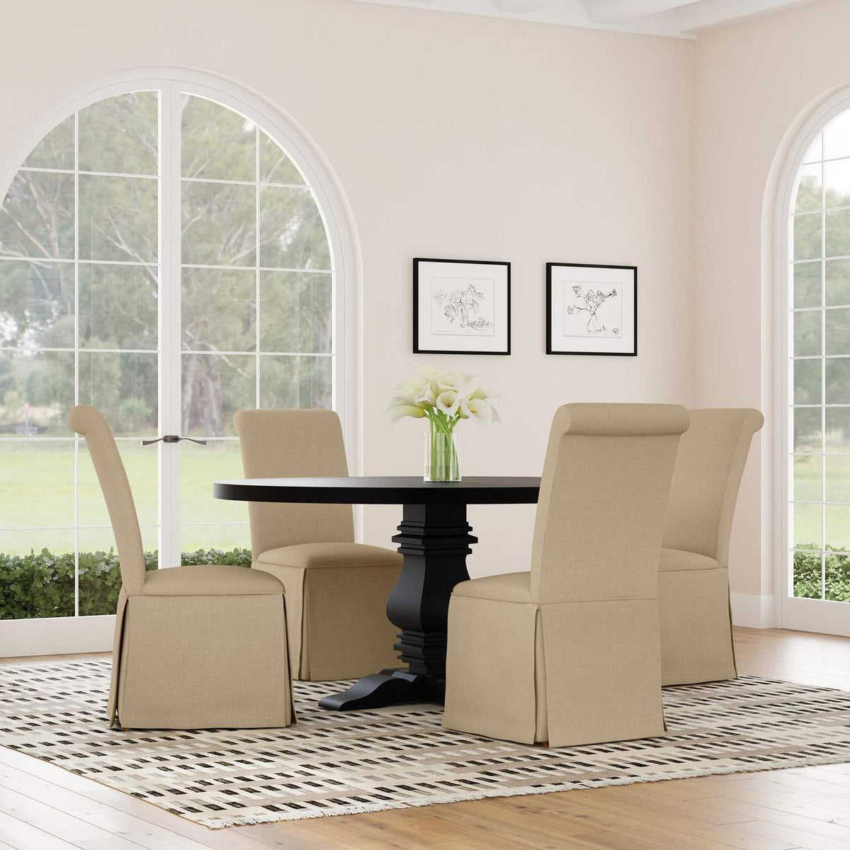115530 Florence Round 60-inch Pedestal Base Dining Table Black