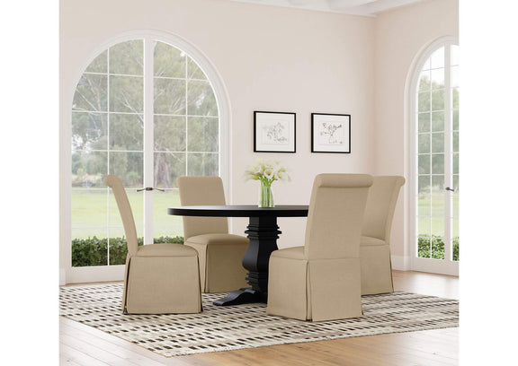 115530 Florence Round 60-inch Pedestal Base Dining Table Black
