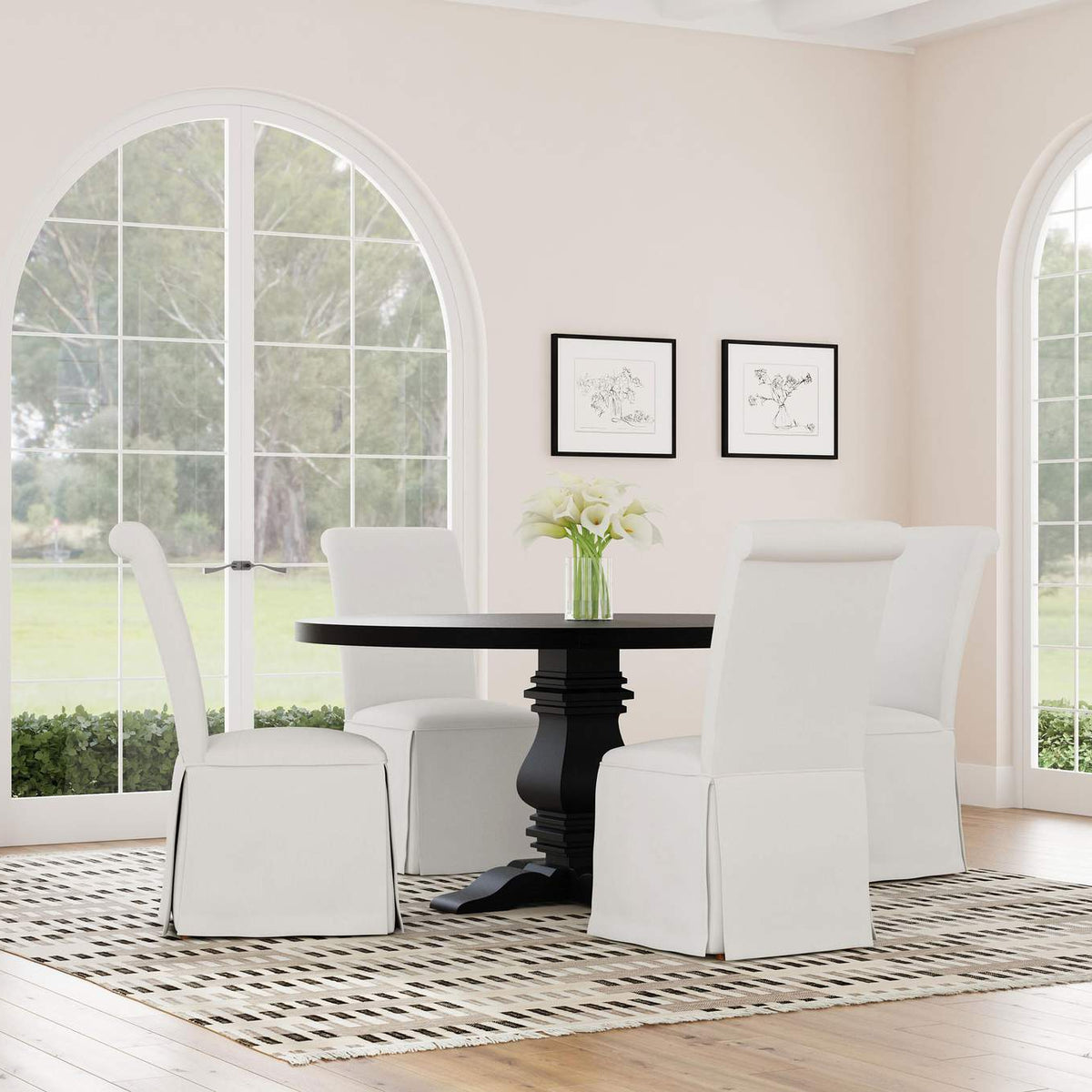 115530 Florence Round 60-inch Pedestal Base Dining Table Black
