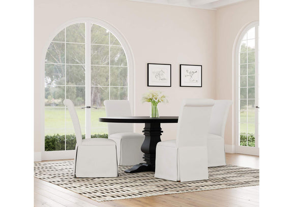 115530 Florence Round 60-inch Pedestal Base Dining Table Black