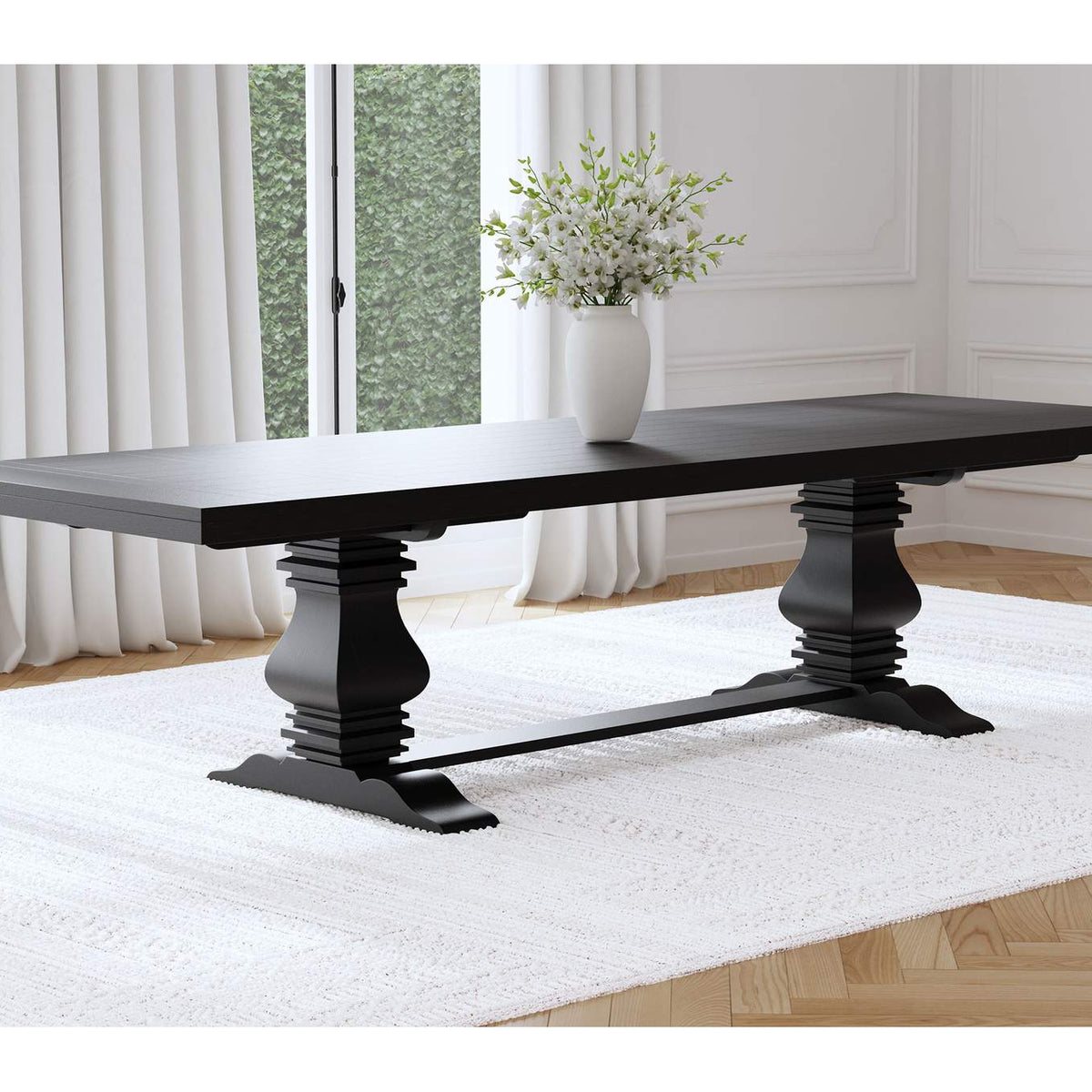 115531 Florence 126-inch Extension Dining Table Distressed Black