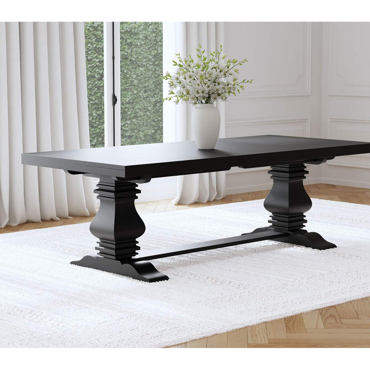 115531 Florence 126-inch Extension Dining Table Distressed Black