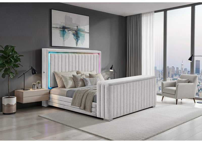 ELIAS-GREY-KB_W_IS_LED_TV_LIFT_FP ELIAS GREY KING BED WITH IMMERSIVE SOUND SPEAKER, LED, TV LIFT & FP