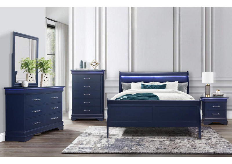 CHARLIE-BLUE-TB+DR+MR+NS CHARLIE BLUE TWIN BED, DRESSER, MIRROR, & NIGHTSTAND