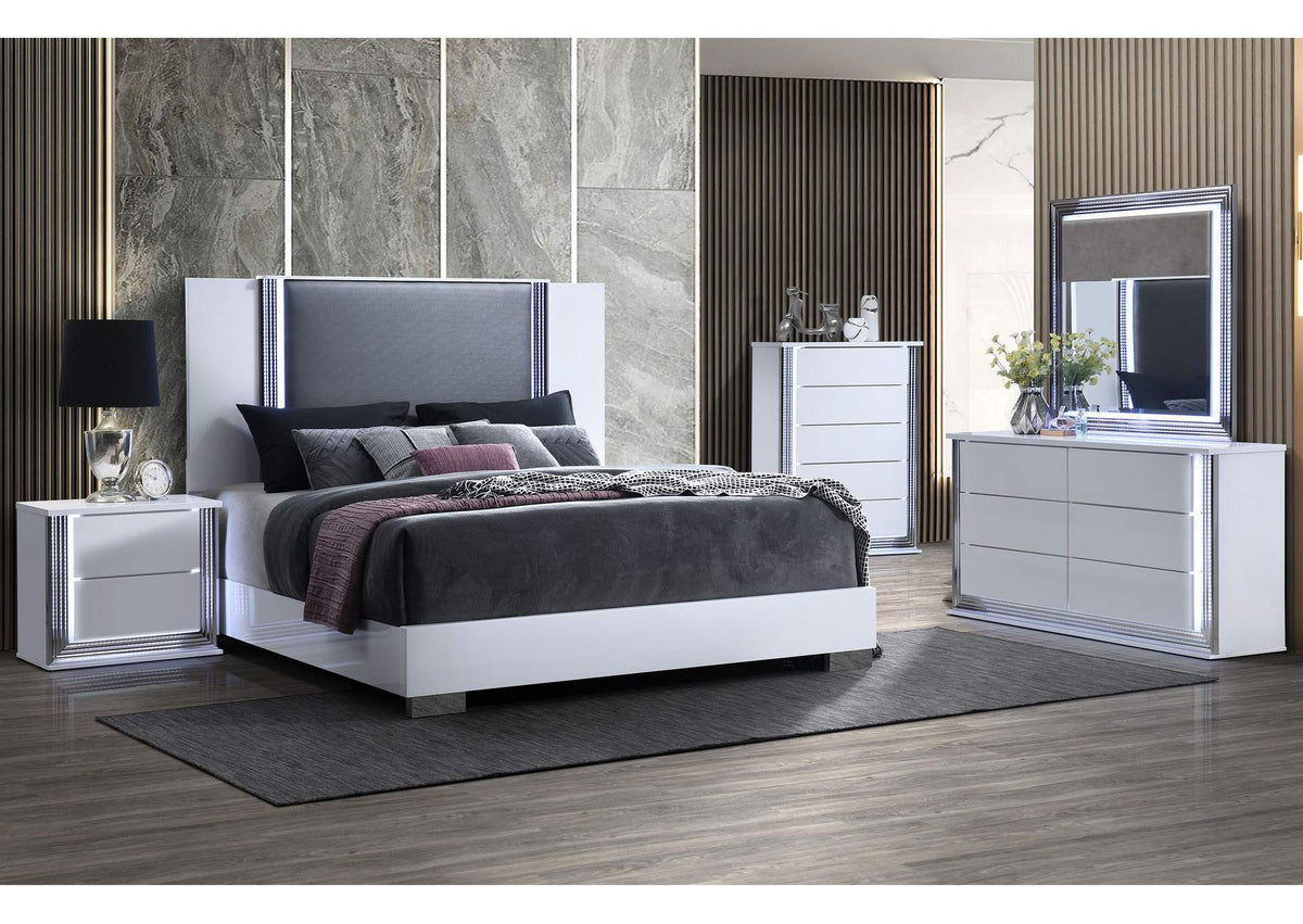 YLIME-SMOOTH_WHITE-KBG-N YLIME SMOOTH WHITE KING BED GROUP FULLY SLATTED