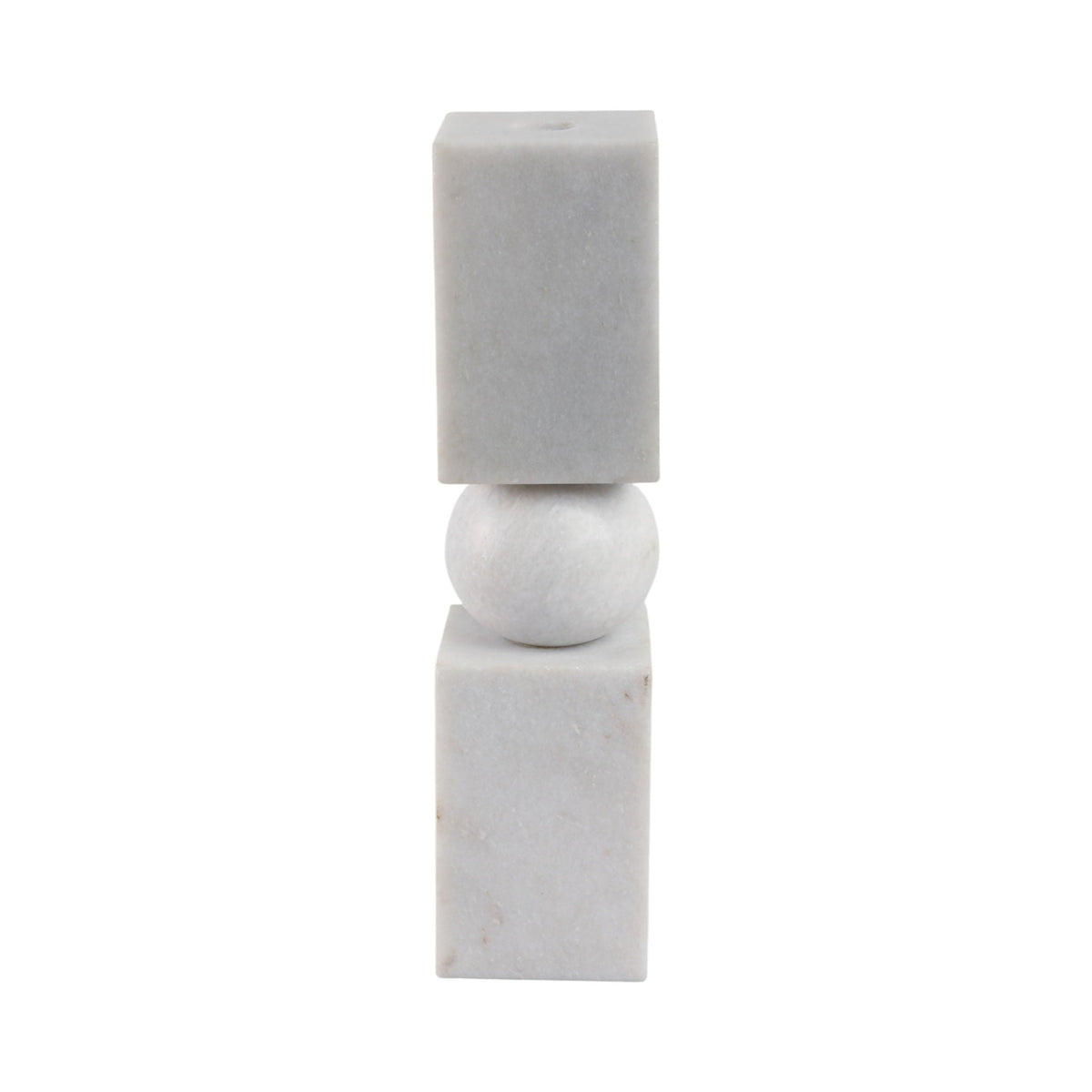 12" Chunky Marble Taper Holder - White / Gray