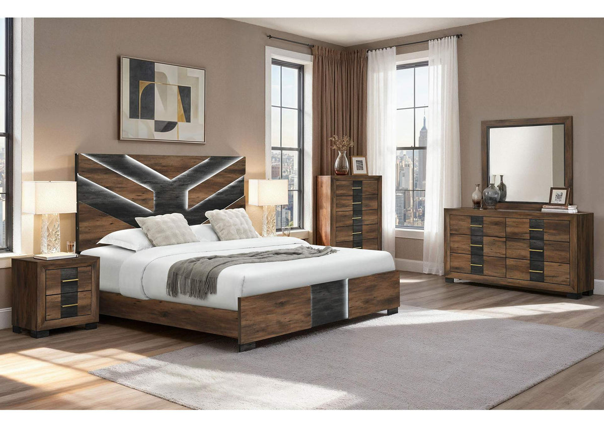 OPTIMUS-BRWN_BLK-QBG OPTIMUS BROWN - BLACK QUEEN BED GROUP