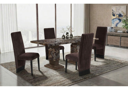 D12DT-BRWN+D12DC-BRWN_7_PC D12 BROWN DINING TABLE WITH 6 D12 BROWN DINING CHAIRS