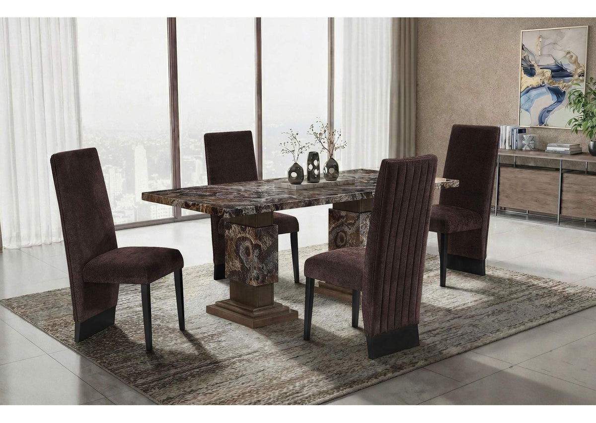 D12DT-BRWN+D12DC-BRWN_9_PC D12 BROWN DINING TABLE WITH 8 D12 BROWN DINING CHAIRS