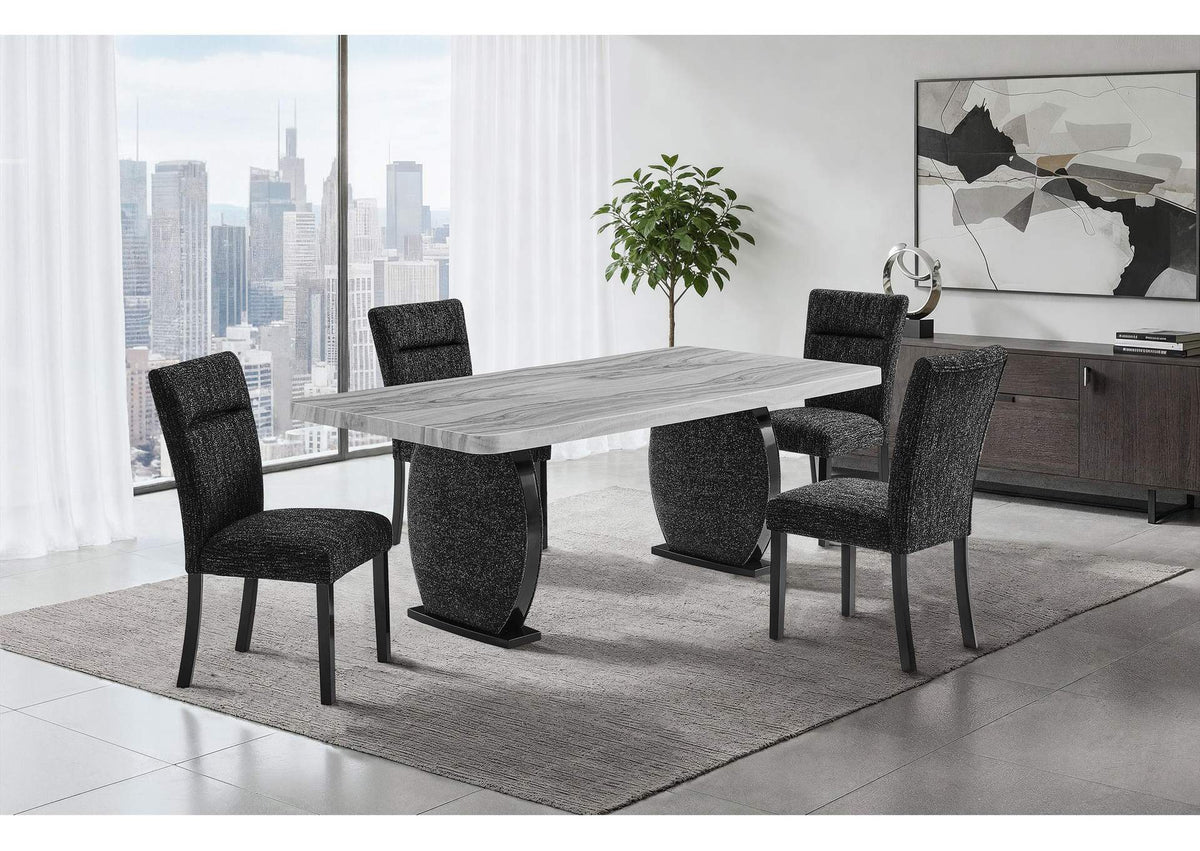 D2502DT+D2502DC-BLK_7PC D2502 DINING TABLE AND 6 DINING CHAIRS