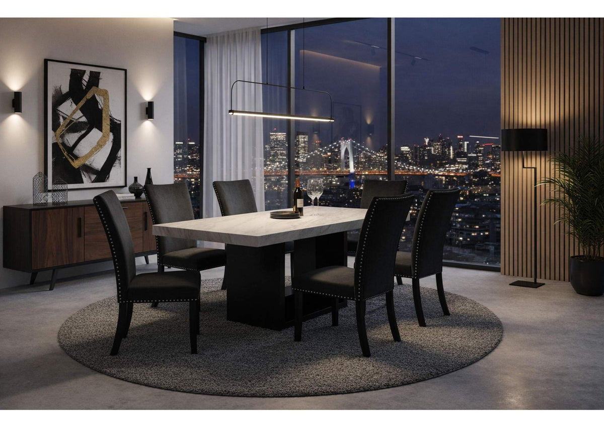 D02DT+D03DC-BLK_9PC D02 DINING TABLE + 8 D03 BLACK DINING CHAIRS