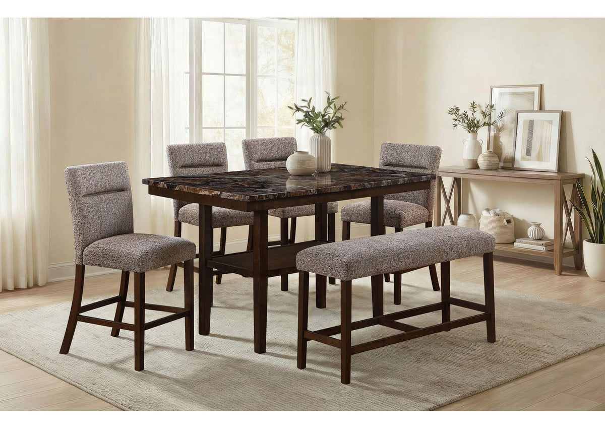 D4355BT-BRWN+BS-BRWN+BN-BRWN D4355 BROWN BAR TABLE WITH 4 BAR STOOLS AND BENCH